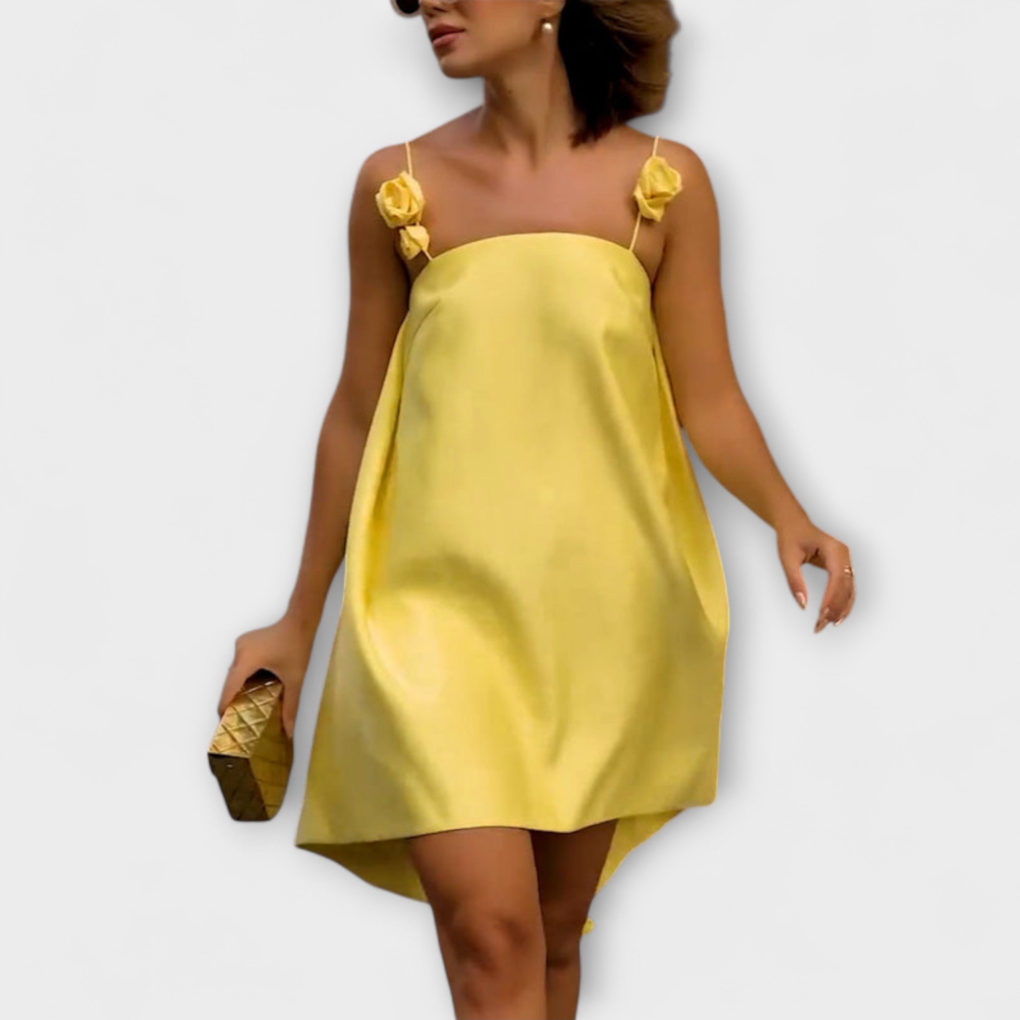 Jordan - Stilvolles Blumendruck Lockeres Mini-Kleid mit Trägern