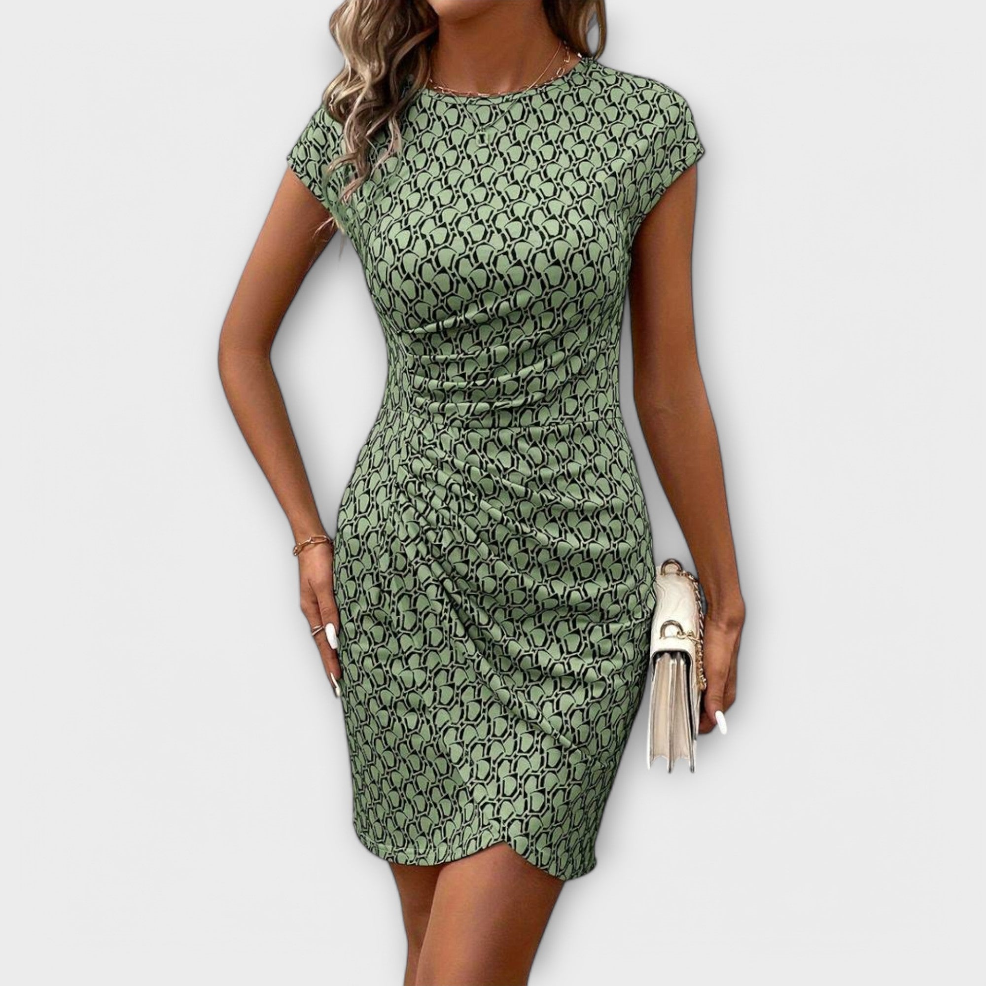 Emma - Kurzärmliges Tulpenkleid mit Allover-Print