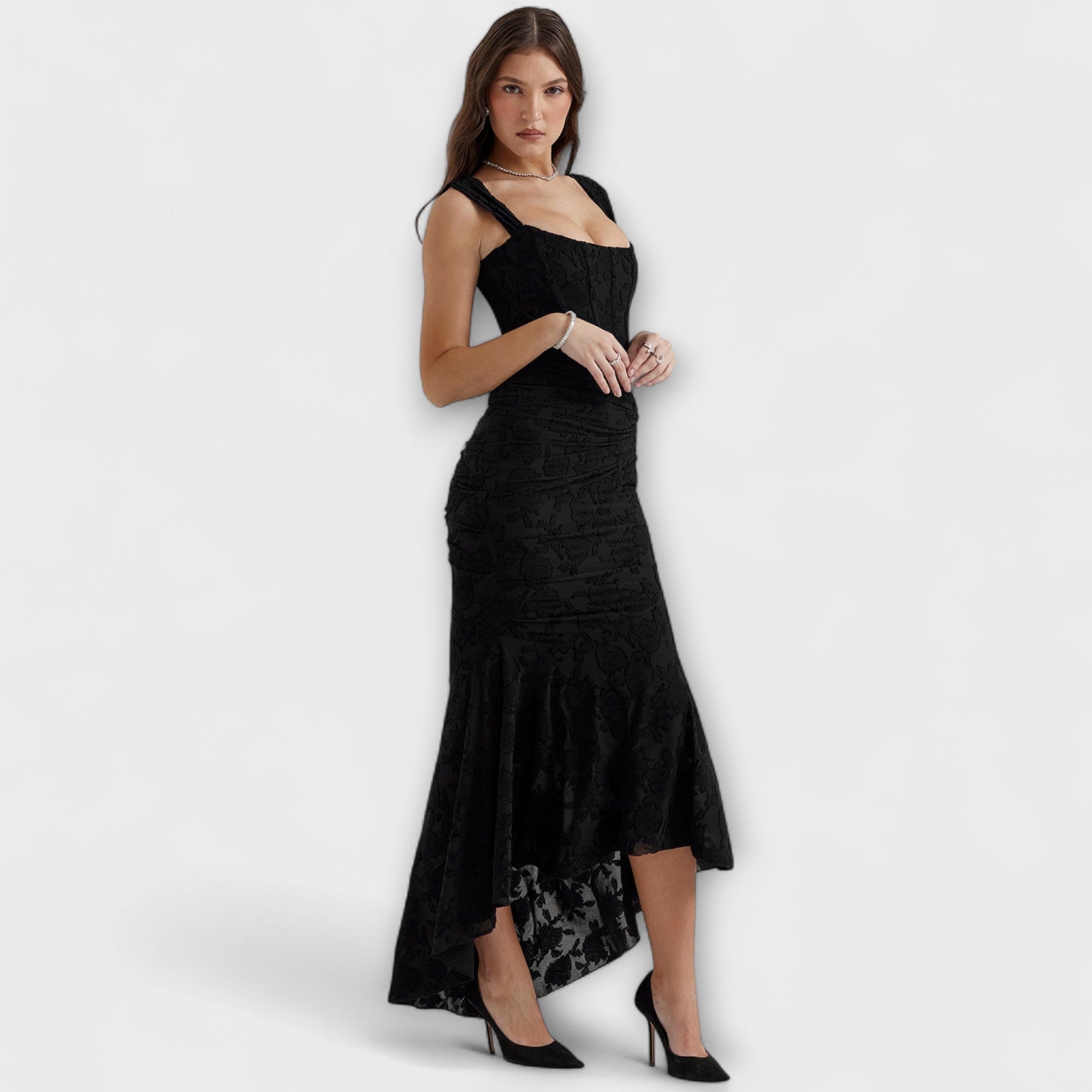 Renske - Langes Kleid mit elegantem und raffiniertem Korsett