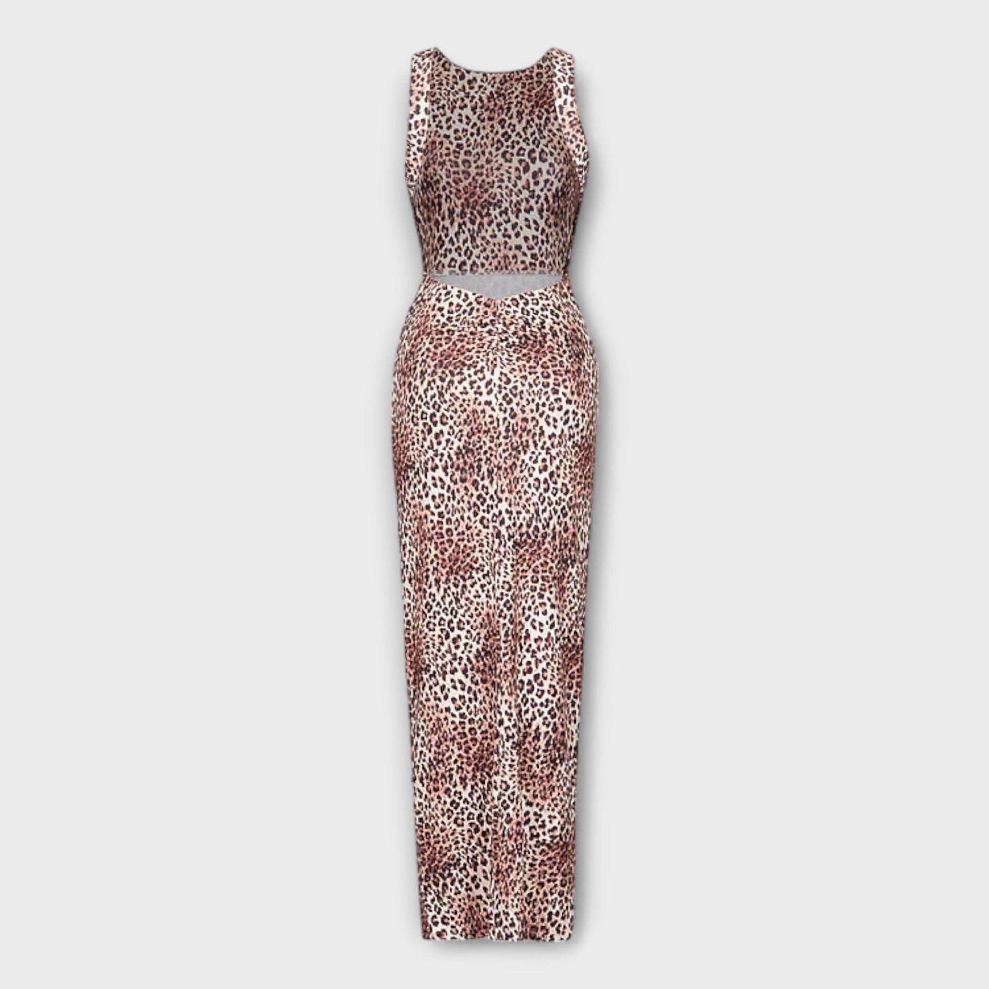 Della - Maxikleid mit Leopardenmuster und Rückenschlitz