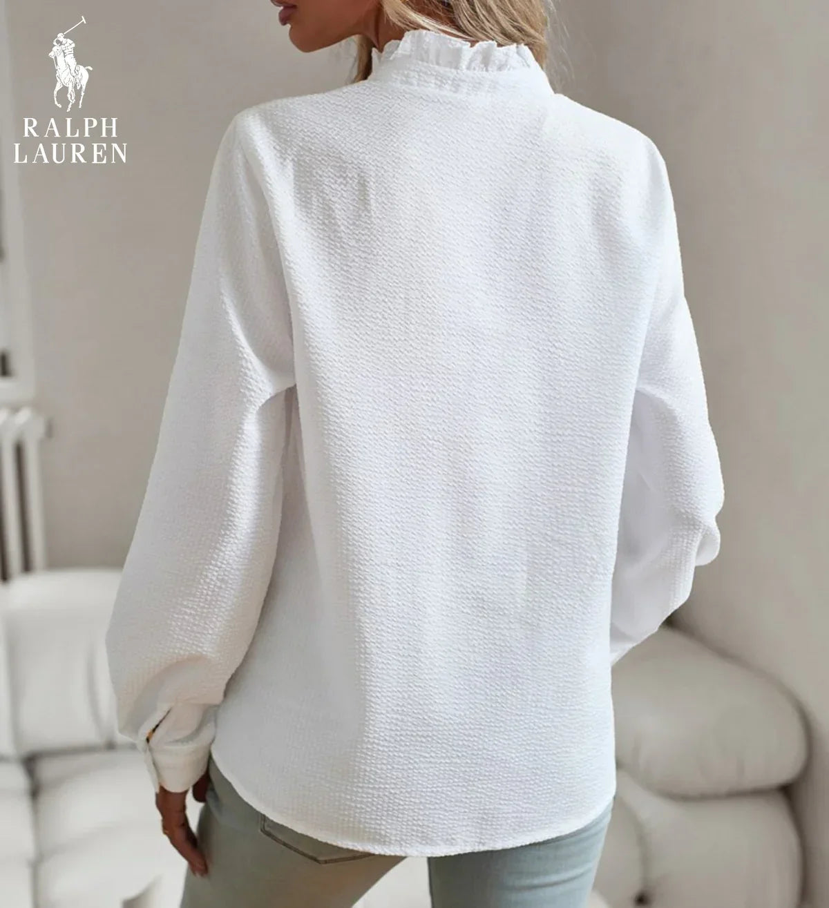 Ꮢalph Ꮮаᴜгеn Rüschenshirt mit Knopfleiste – Weicher, strukturierter Schnitt