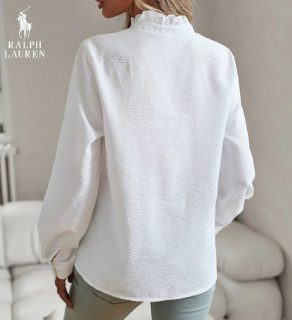 Ꮢalph Ꮮаᴜгеn Rüschenshirt mit Knopfleiste – Weicher, strukturierter Schnitt