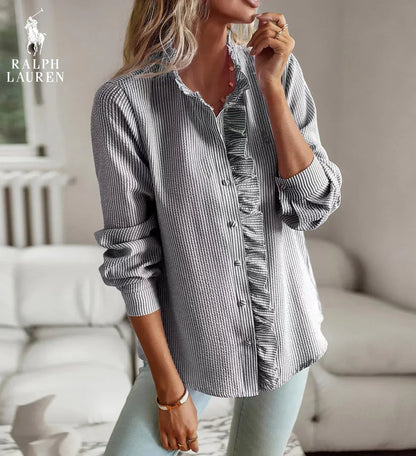 Ꮢalph Ꮮаᴜгеn Rüschenshirt mit Knopfleiste – Weicher, strukturierter Schnitt