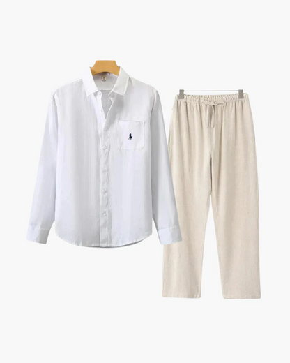 R. Ꮮаᴜгеn Leinen-Kombination (Langarmshirt)