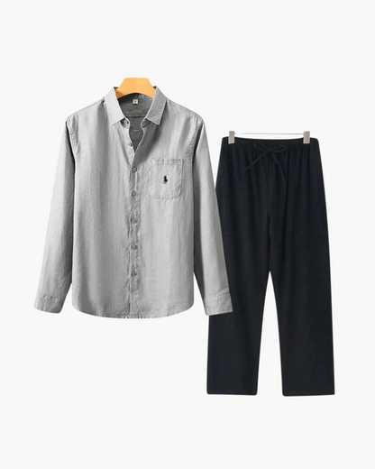 R. Ꮮаᴜгеn Leinen-Kombination (Langarmshirt)