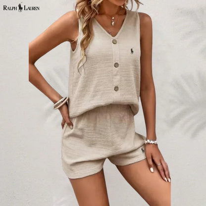 Ꮢalph Ꮮаᴜгеn Knopftanktop & Shorts Set