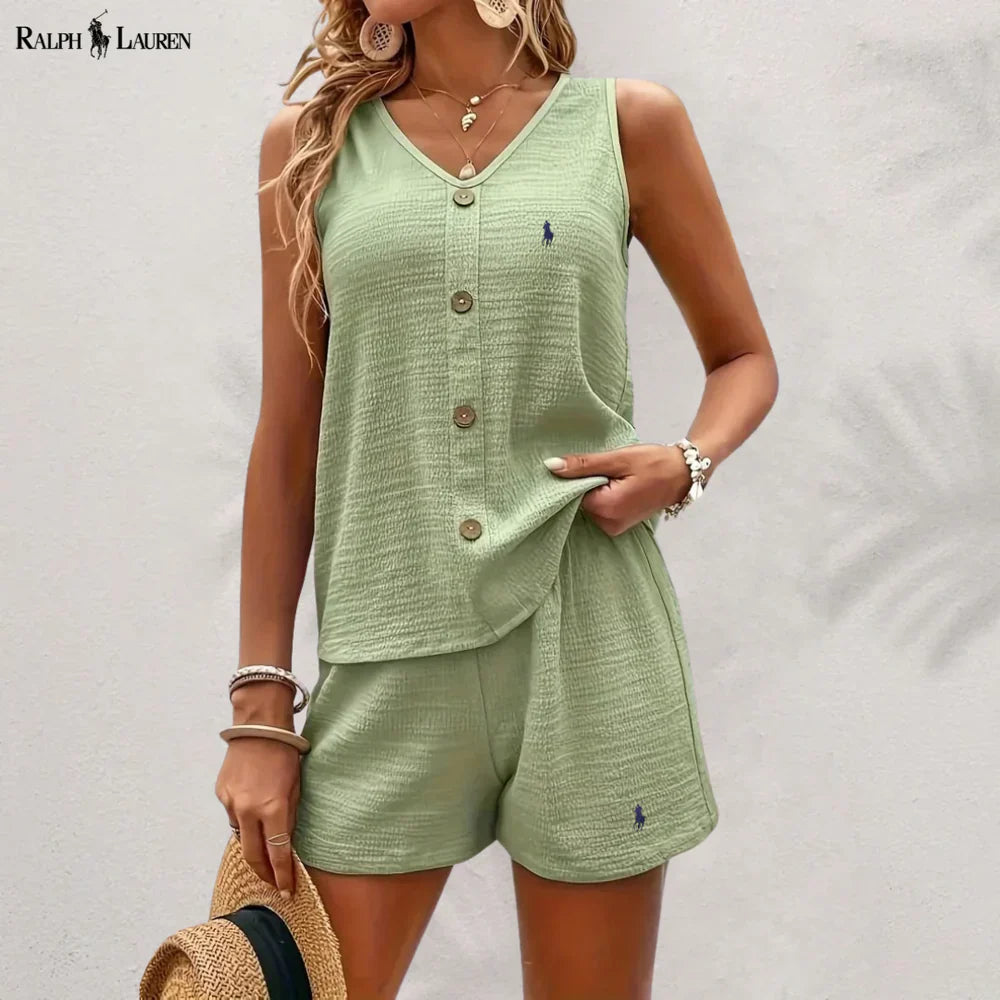 Ꮢalph Ꮮаᴜгеn Knopftanktop & Shorts Set