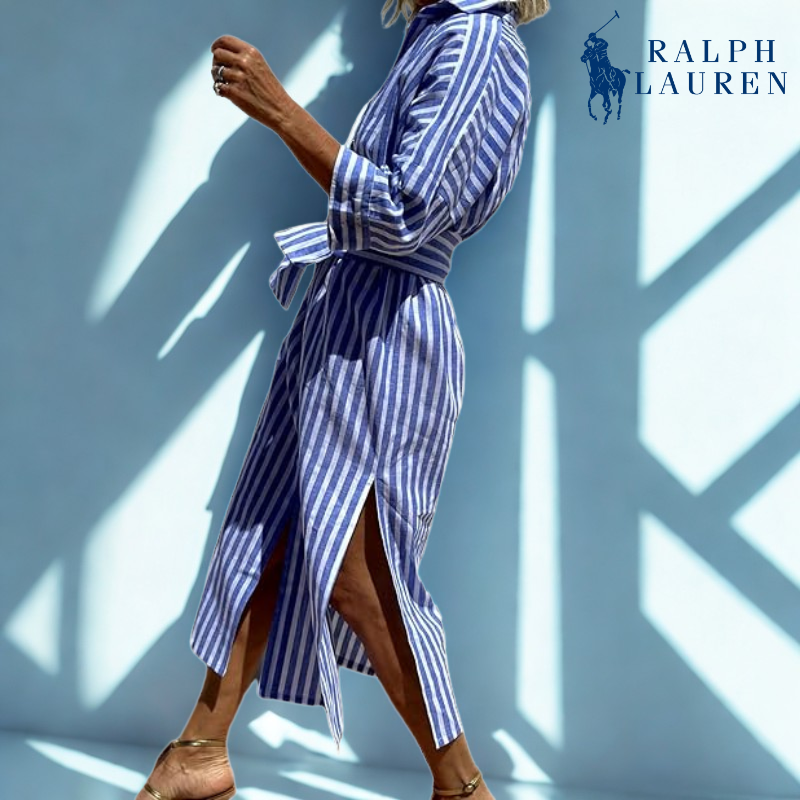 Ꮢalph Ꮮаᴜгеn Gestreiftes Hemdkleid mit Bindegürtel