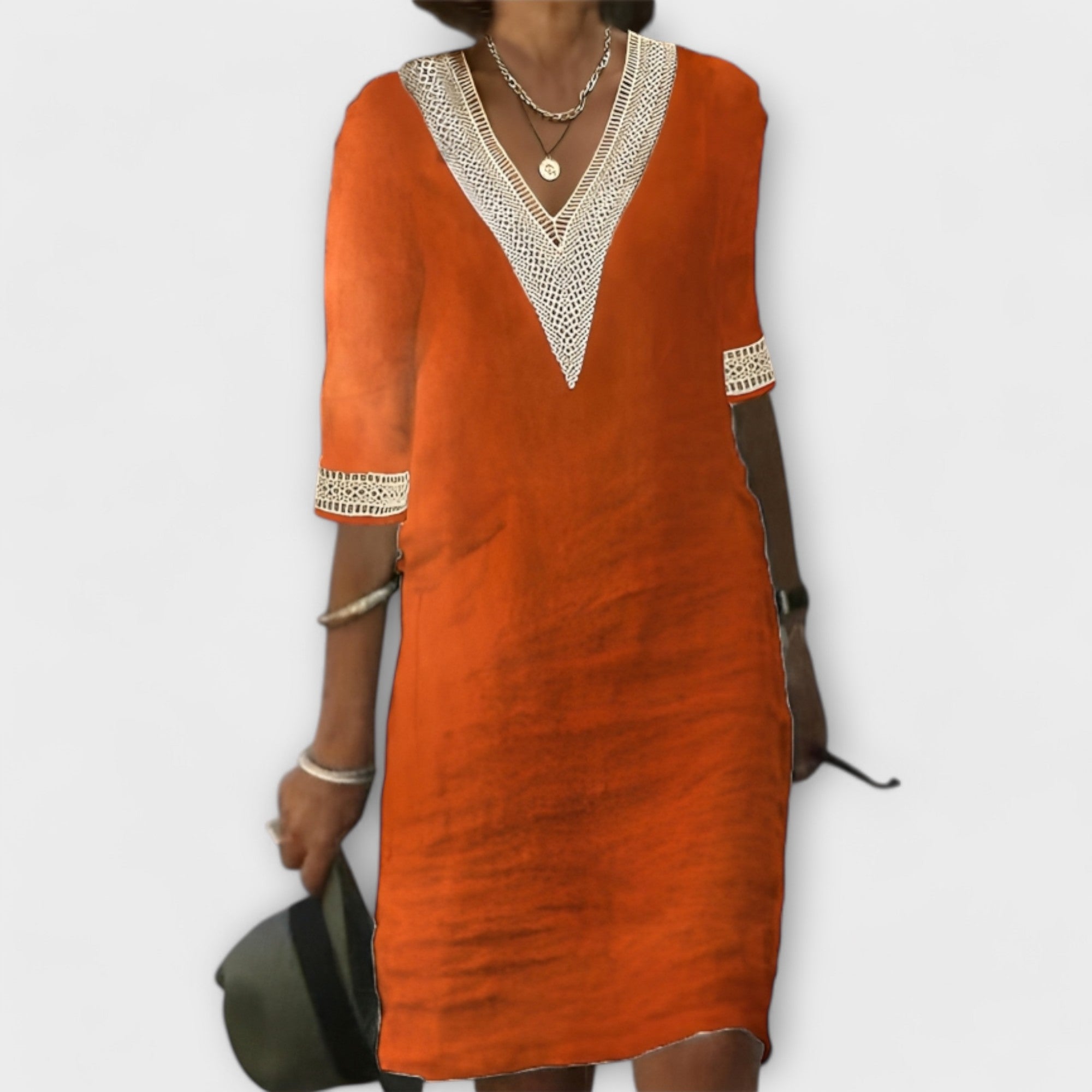 Damen Kleid aus Baumwolle und Leinen