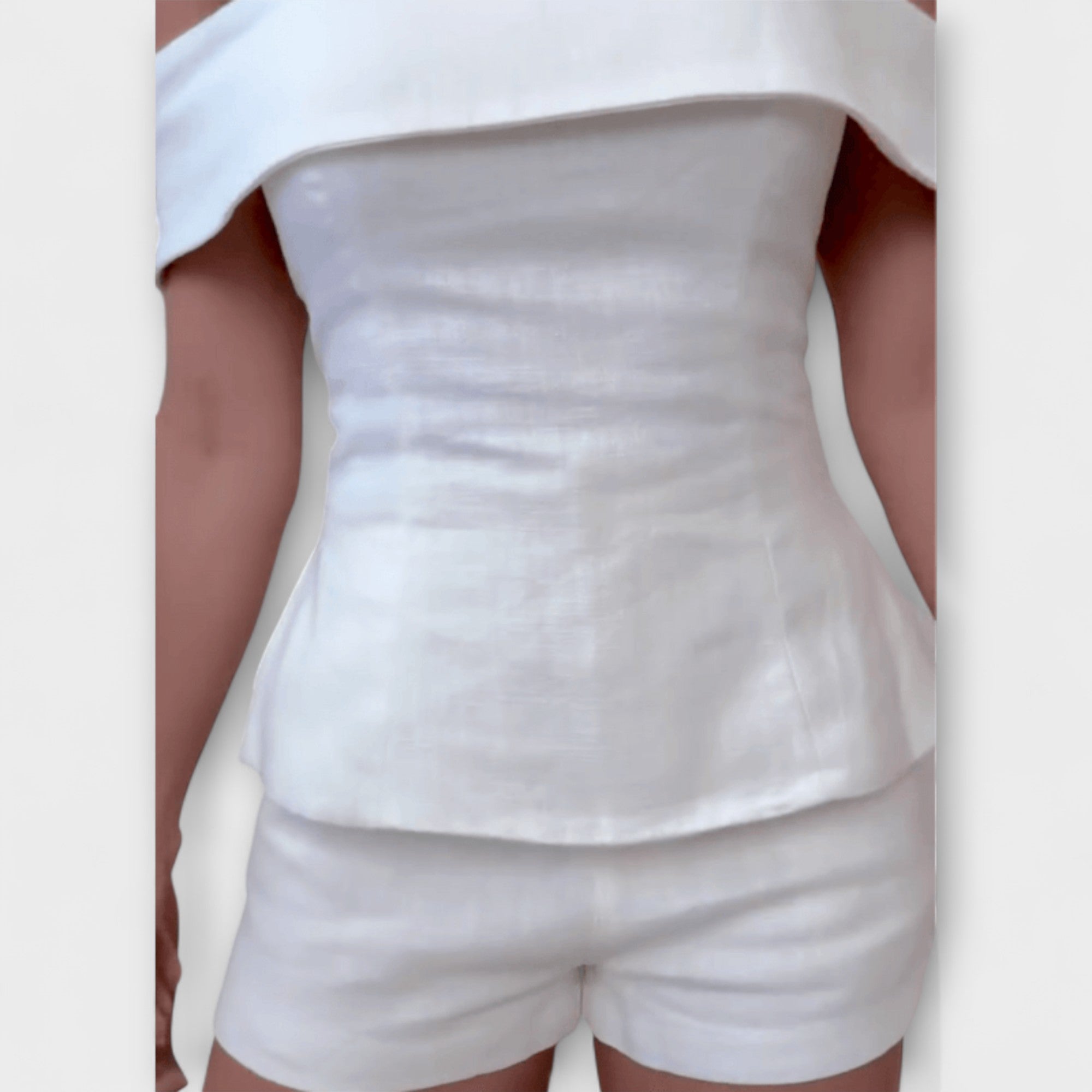 Olivia - Weißes Baumwoll-Leinen Zweiteiliges Set