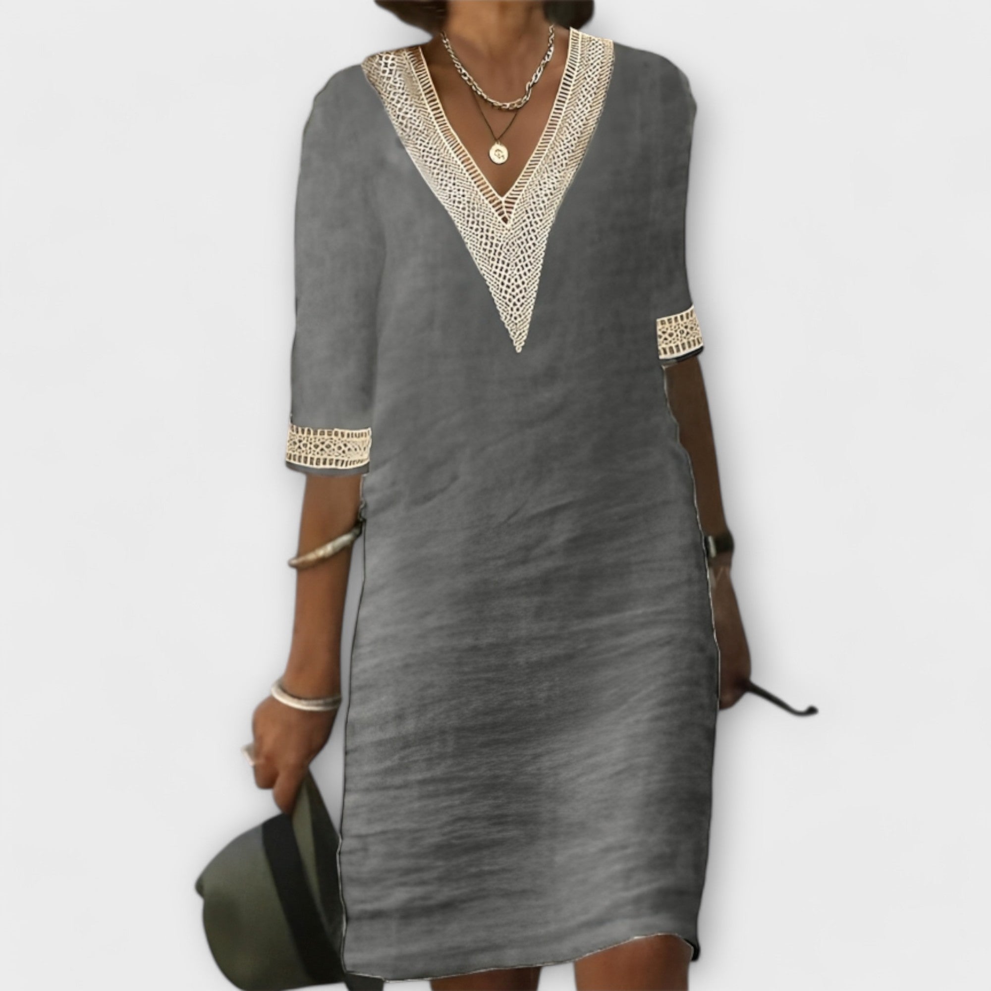 Damen Kleid aus Baumwolle und Leinen