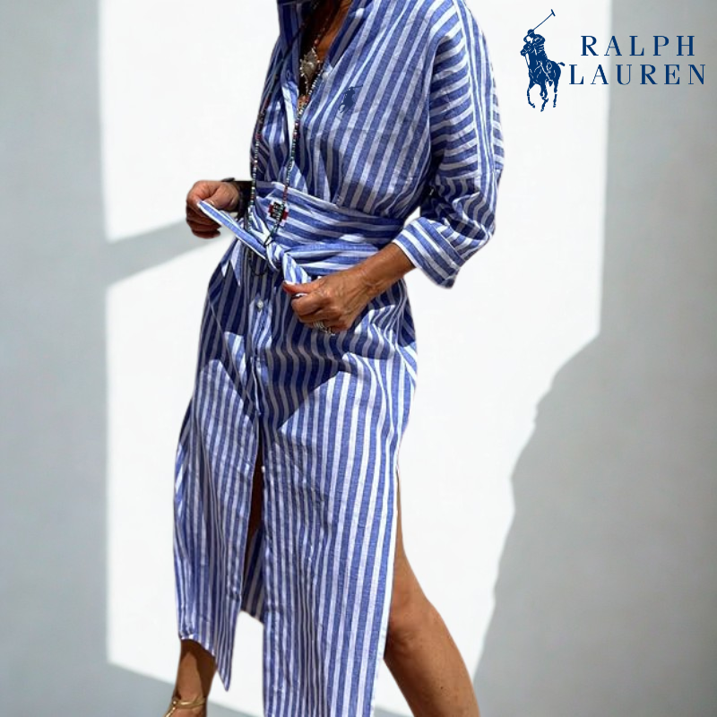 Ꮢalph Ꮮаᴜгеn Gestreiftes Hemdkleid mit Bindegürtel