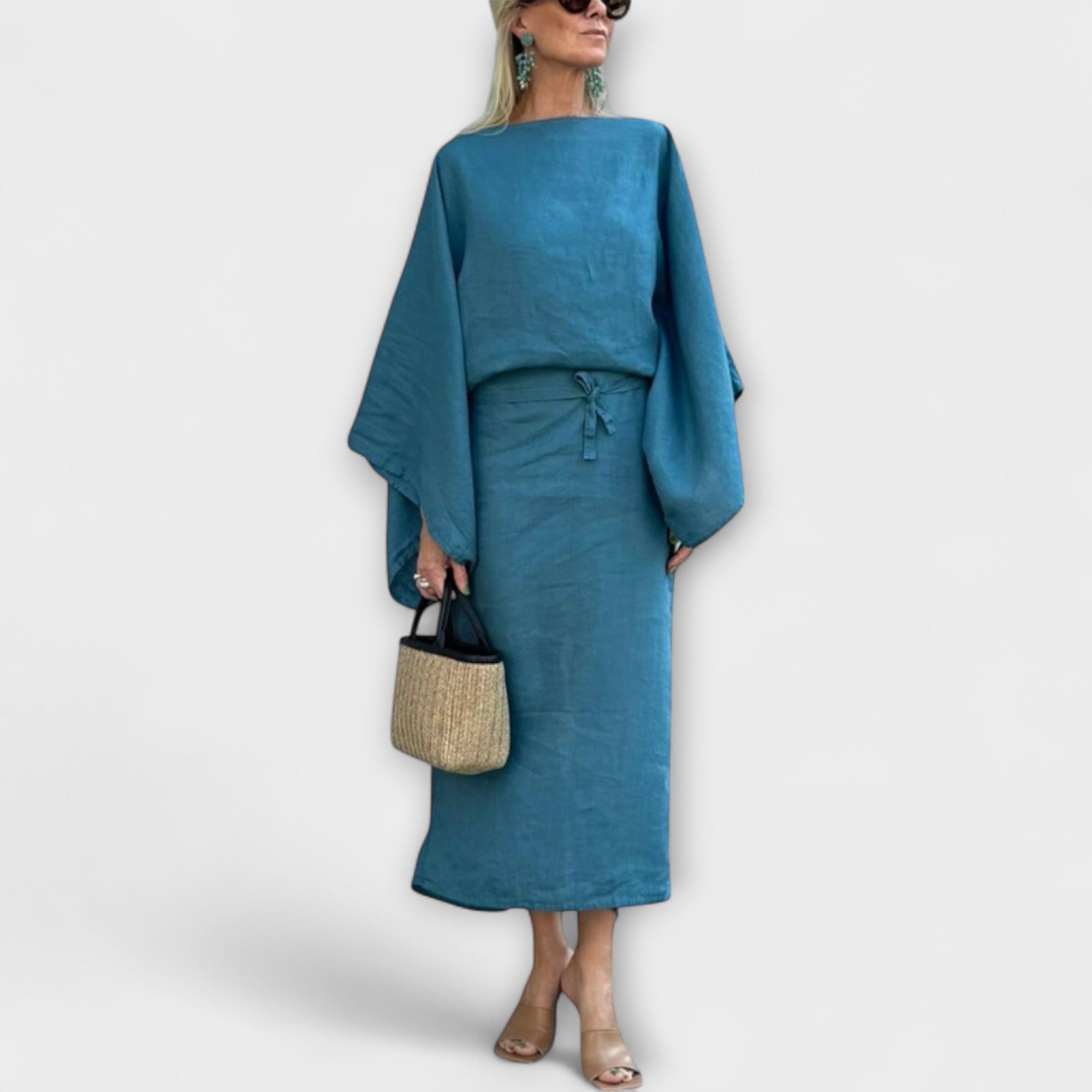 Dana - Kimono-Kleid aus Leinen und Baumwolle