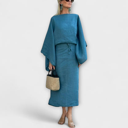 Dana - Kimono-Kleid aus Leinen und Baumwolle