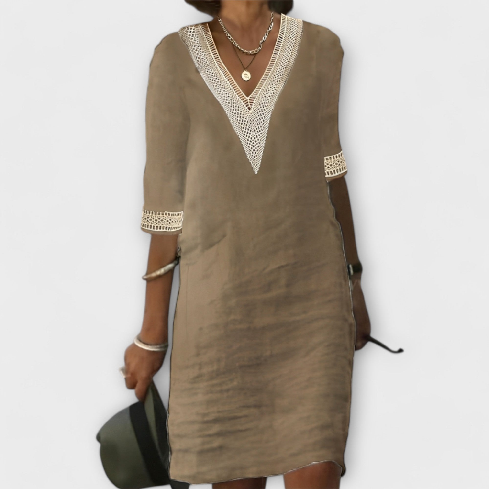 Damen Kleid aus Baumwolle und Leinen