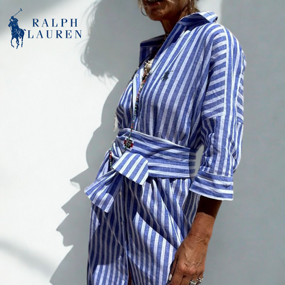 Ꮢalph Ꮮаᴜгеn Gestreiftes Hemdkleid mit Bindegürtel