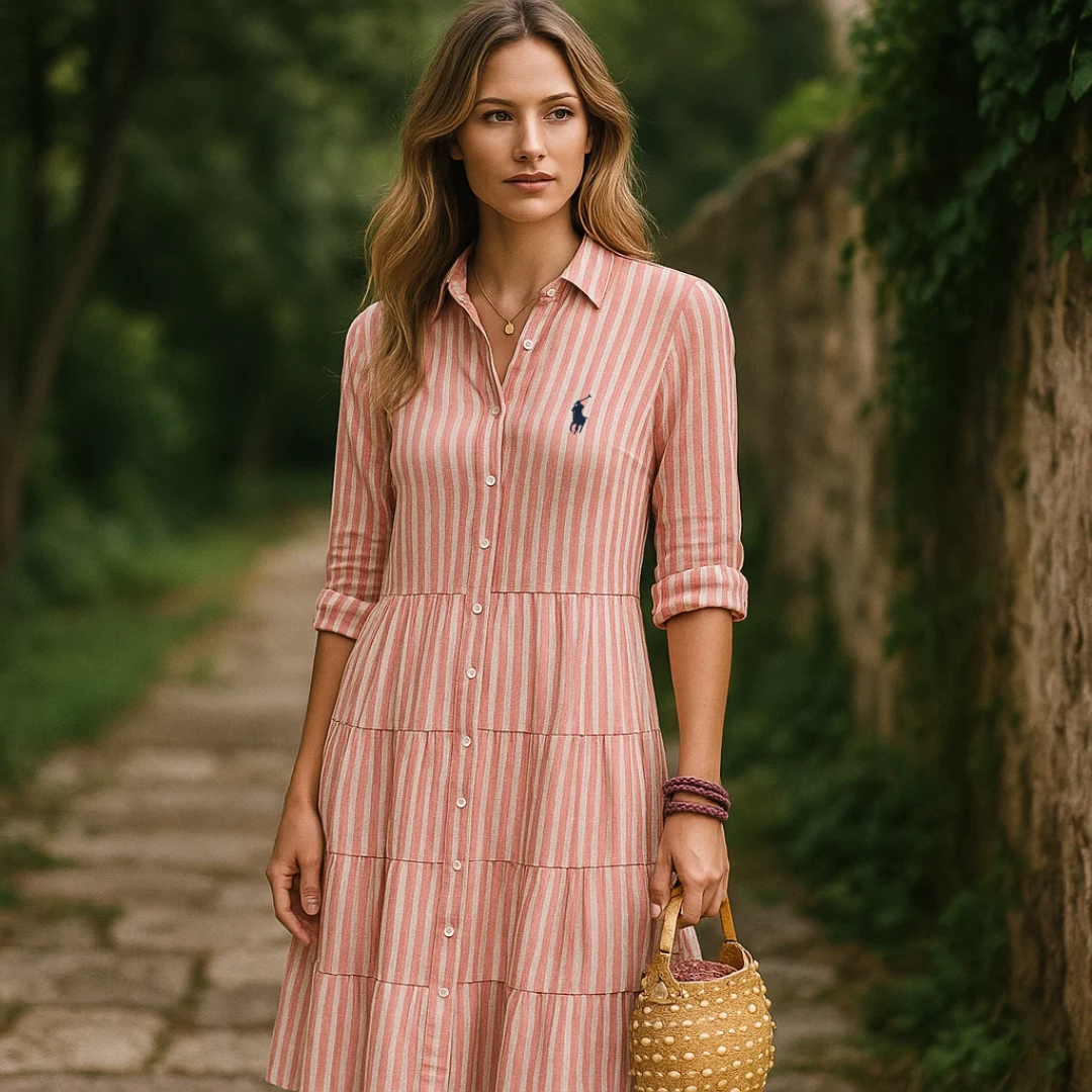 Gestreiftes Hemdkleid R&L + Kostenloser Sonnenhut