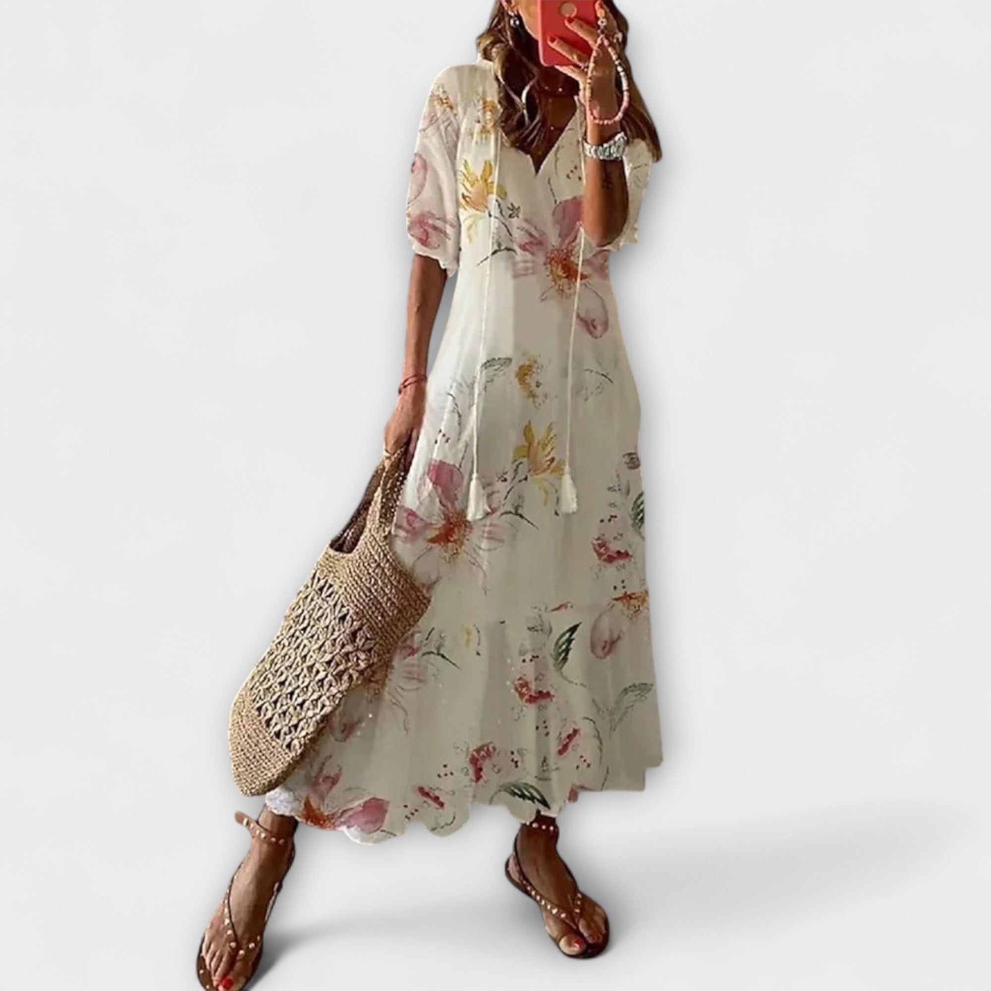 Anna – Damen Bohemian Sommerkleid mit fließender Silhouette