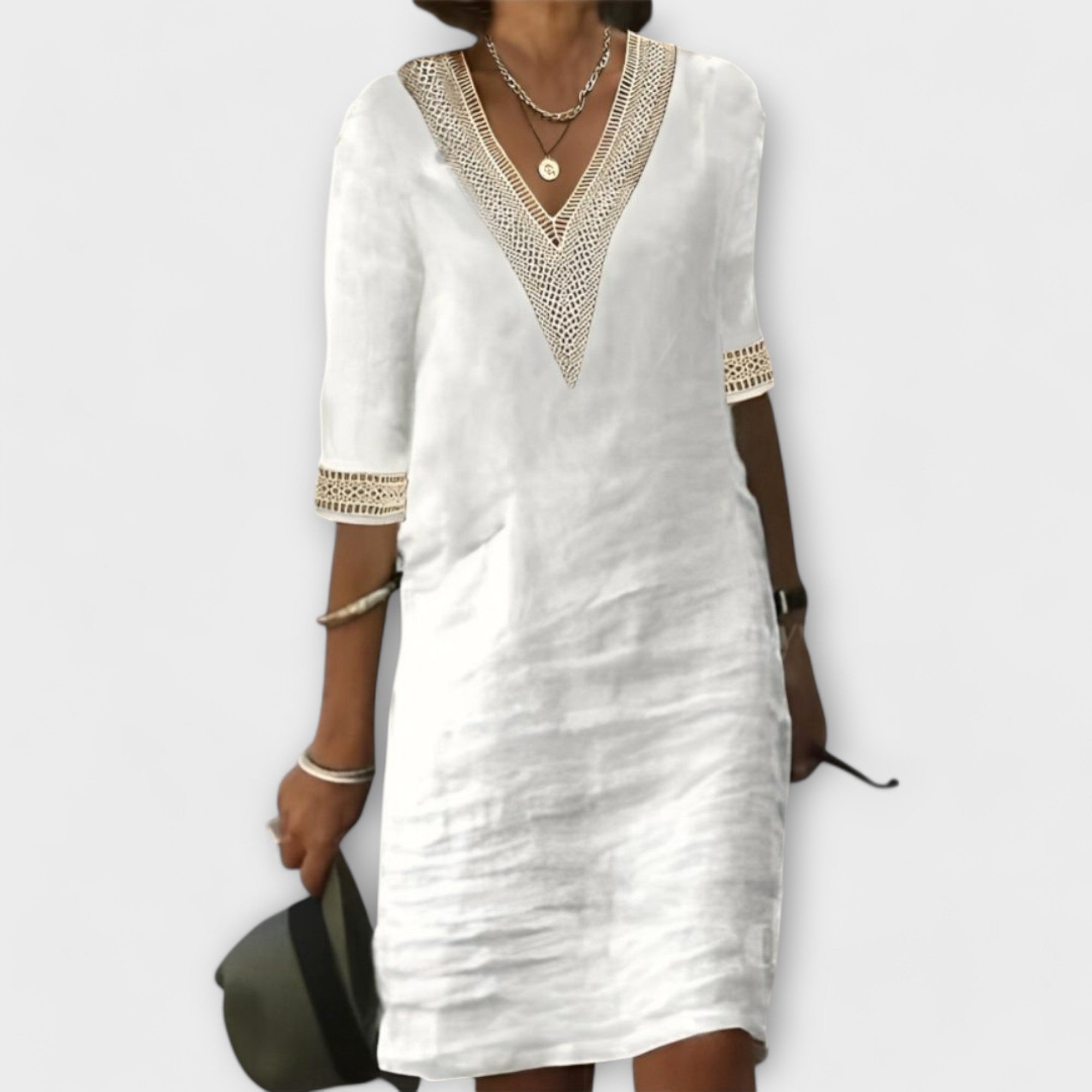 Damen Kleid aus Baumwolle und Leinen