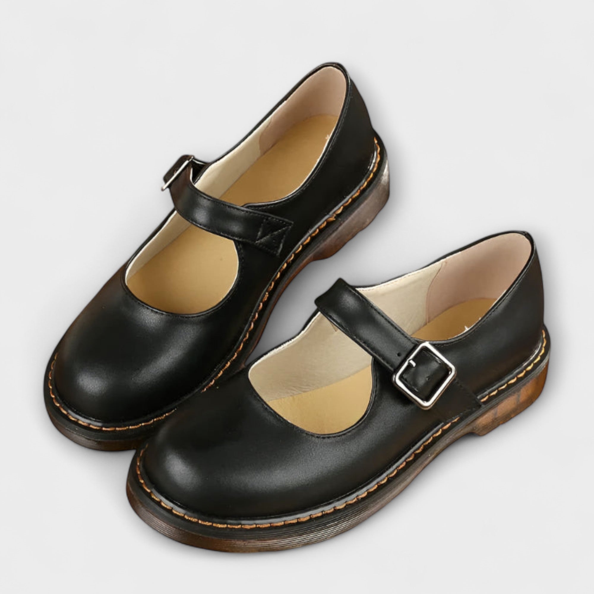 Damen Vintage Mary Jane Schuhe – Klassische Lederschuhe mit Riemen und Komfortsohle