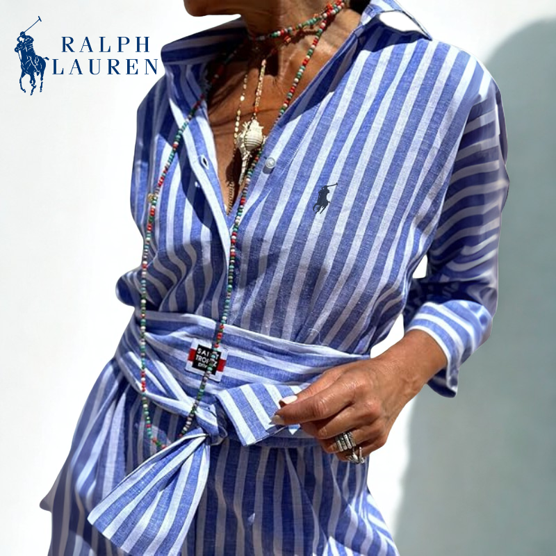 Ꮢalph Ꮮаᴜгеn Gestreiftes Hemdkleid mit Bindegürtel