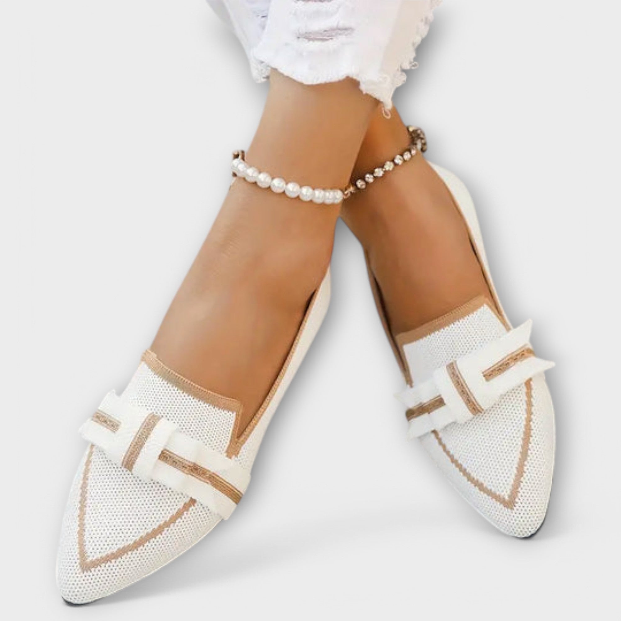 Flache Damenschuhe mit Knoten-Design