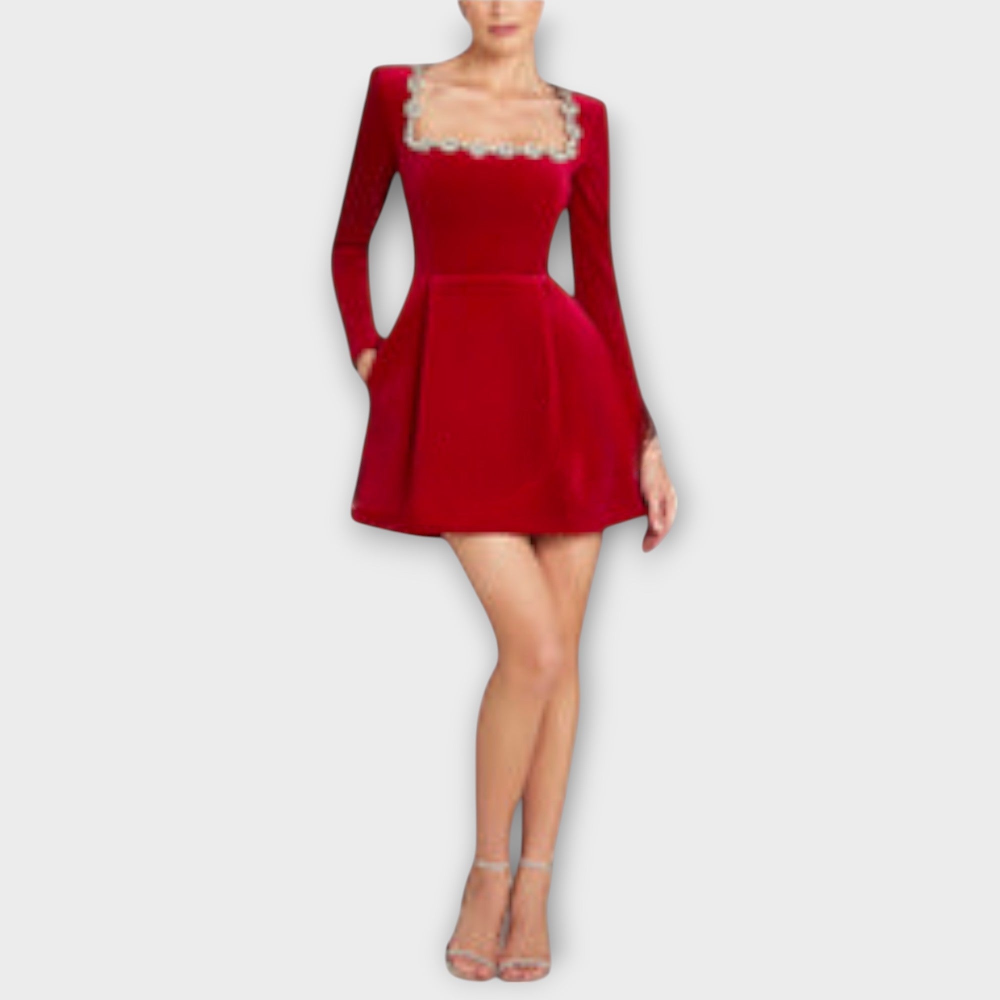 Wren - Mini-Kleid aus Samt mit Juwelenverzierung